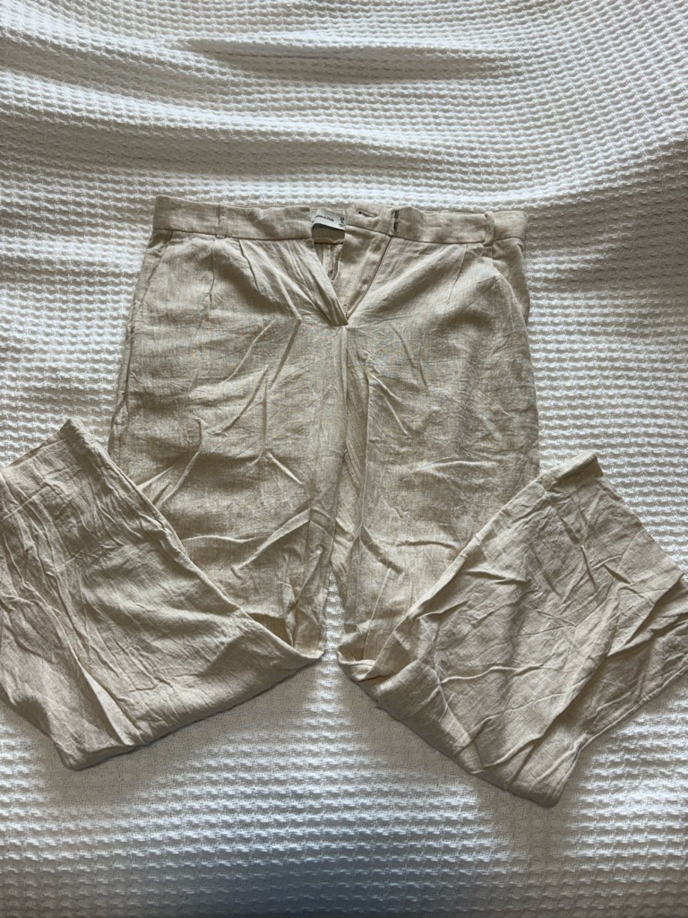 Abercrombie & Fitch Neutral Linen-Blend Pants in Light Beige